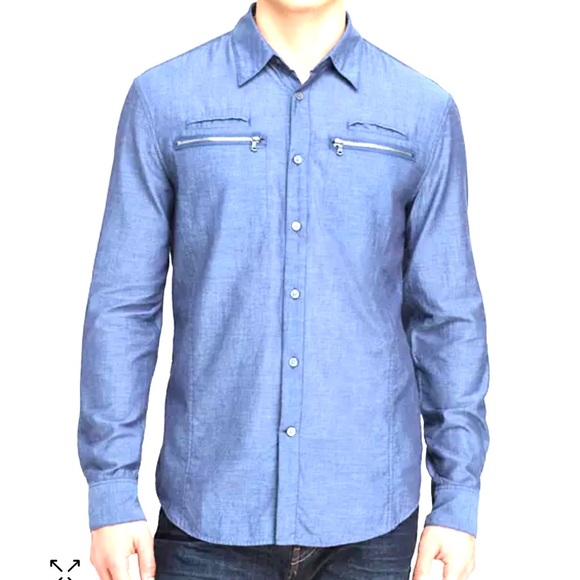 JOHN VARVATOS LIGHTWEIGHT LONG ROLL-TAB SLEEVE ZIP-POCKET BUTTON UP SHIRT SzM - Picture 3 of 13